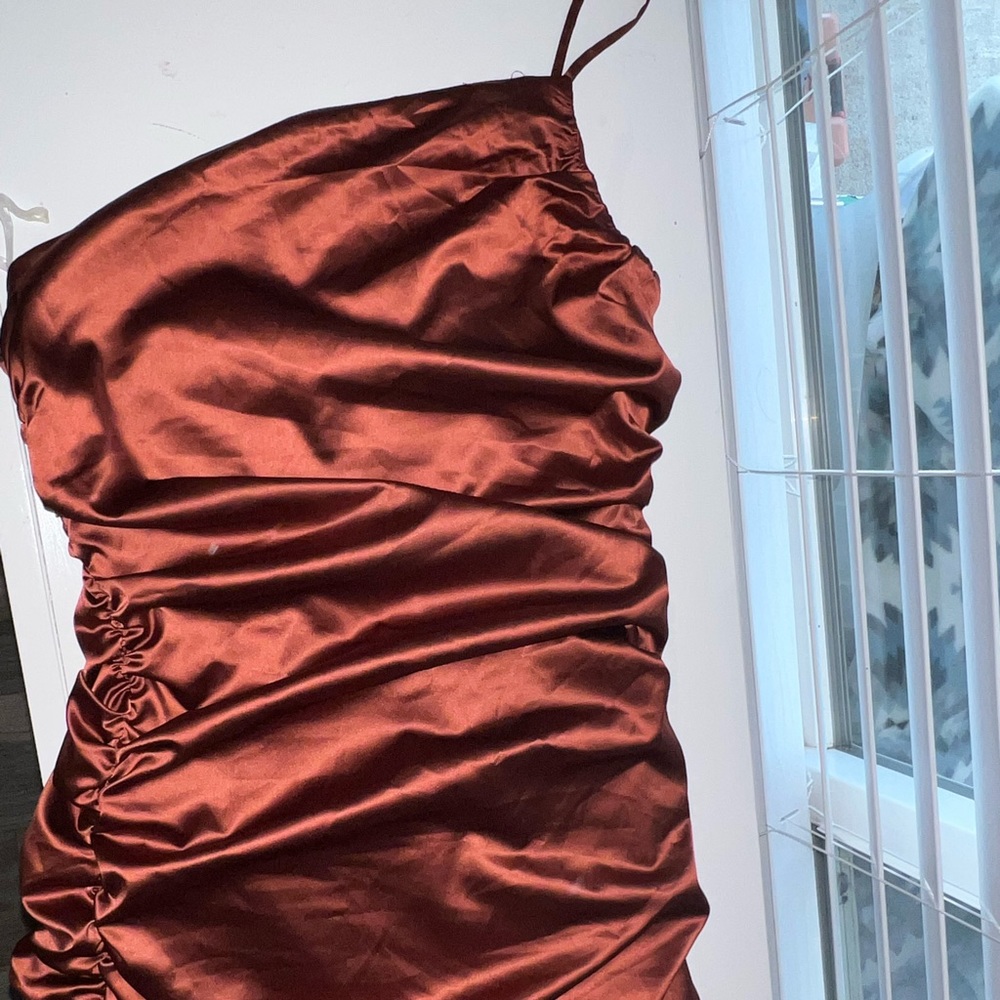 Fashion Nova Copper satin dress